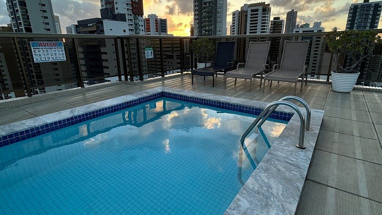 Melhores Flats - 2 quartos, 1 suíte, 500m do mar